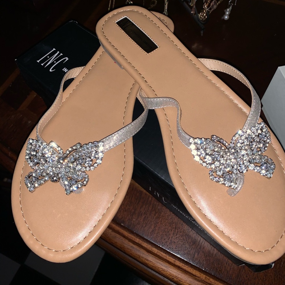 Rhinestone butterfly sandals